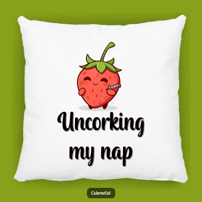 Funny Strawberry Corkscrew Pillow: Cozy & Cheeky Decor - Cute Funny Gift