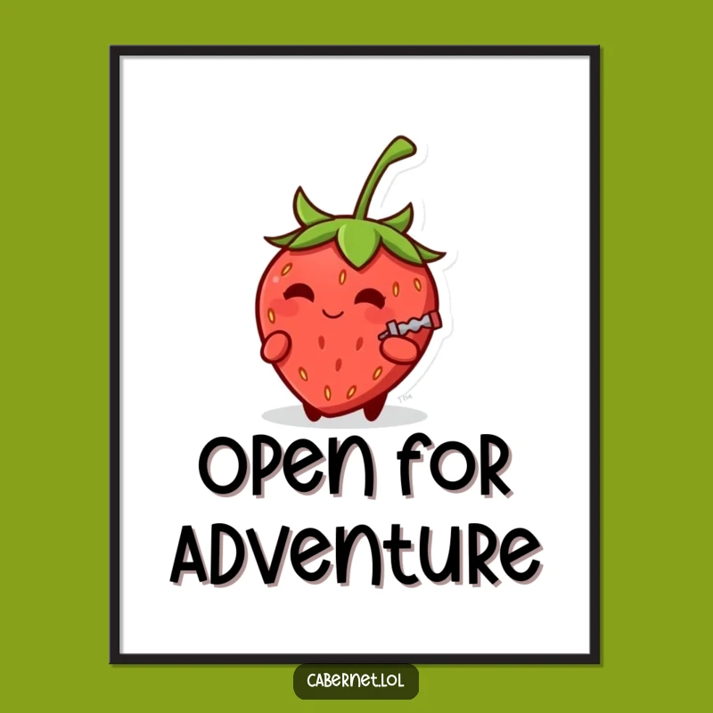 Funny Strawberry Corkscrew Digital Art: Cheeky Printable - Perfect Funny Gift