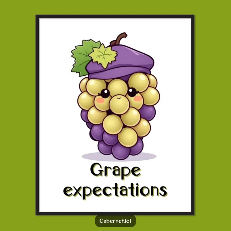 Funny Grape Beret Digital Art: Chic & Cute Printable - Perfect Funny Gift