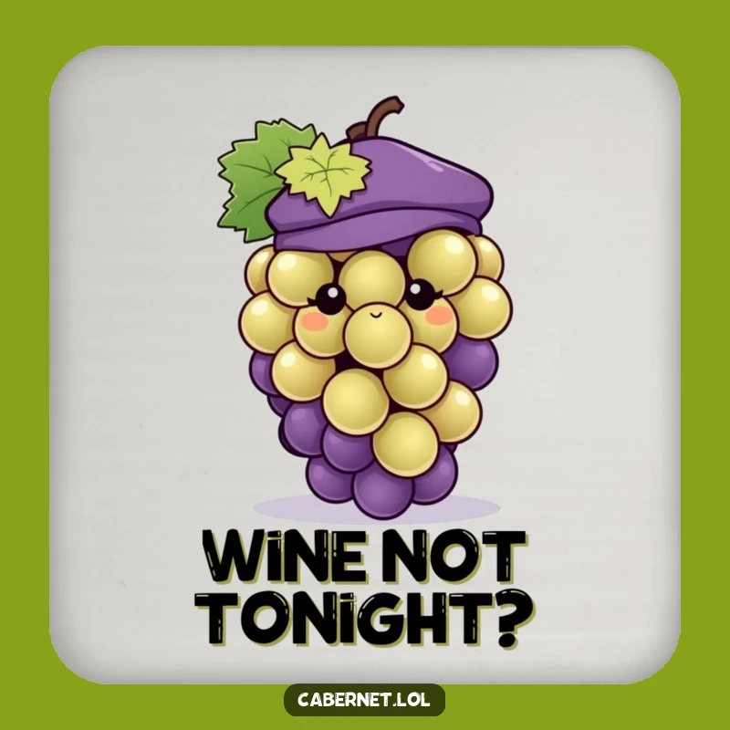 Funny Grape Beret Coaster: Chic Table Protection - Cute Funny Gift
