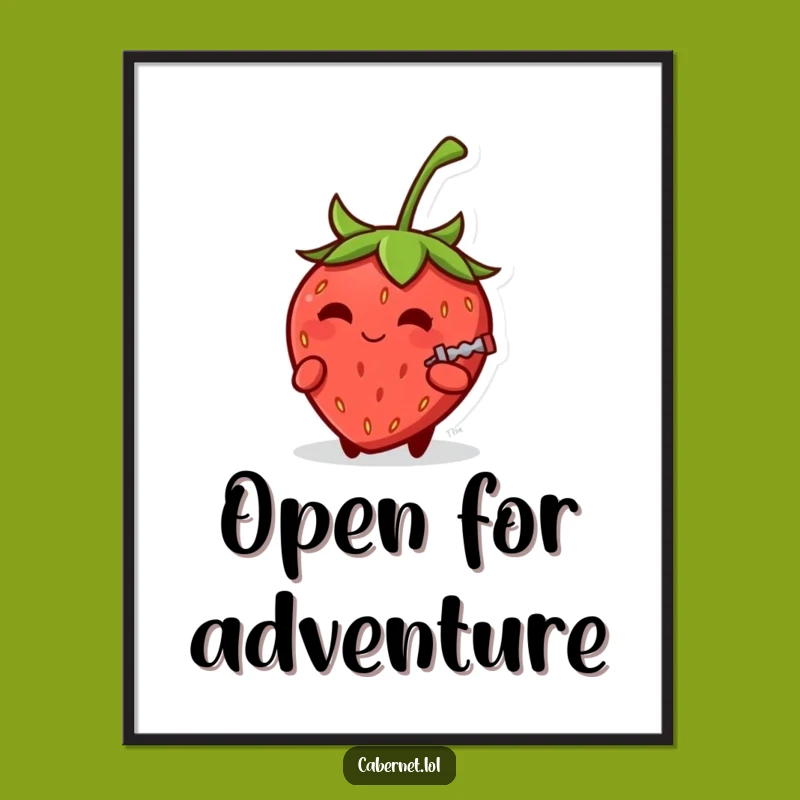 Funny Strawberry Corkscrew Poster: Cheeky Wall Art - Adorable Funny Gift