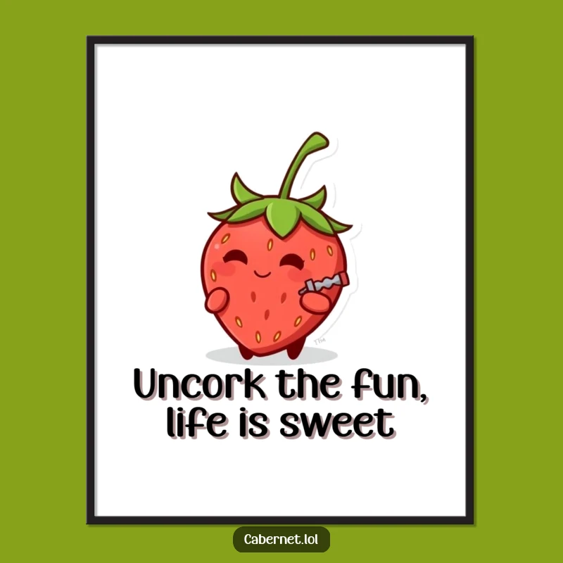 Free Printable Wall Art: Smirking Strawberry, Funny Downloadable Decor for a Whimsical Home