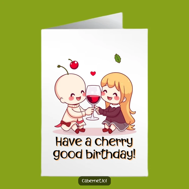 Free Printable Birthday Card: Cheerful Cherry Couple, Funny Downloadable Gift for Celebration