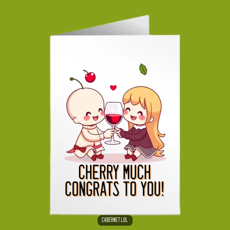 Free Printable Congrats Card: Happy Cherry Couple, Funny Downloadable Gift for Victories