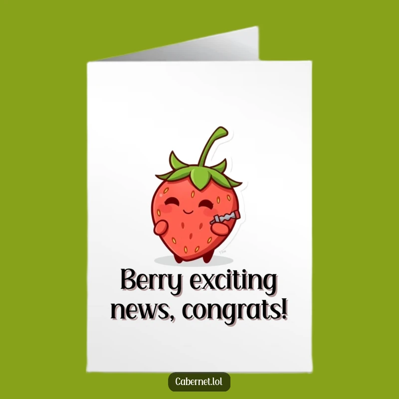 Free Printable Congrats Card: Smirking Strawberry, Funny Downloadable Gift for Smart Wins