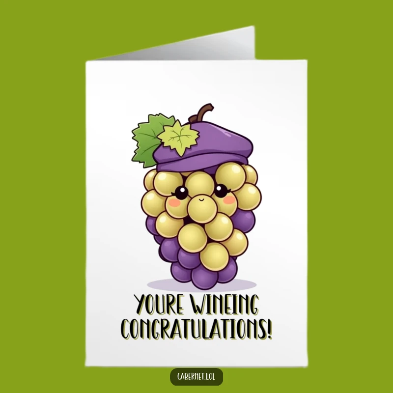 Free Printable Congrats Card: Chic Beret Grape, Funny Downloadable Gift for Any Achievement