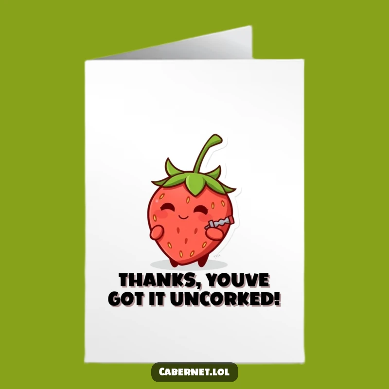 Free Printable Thank You Card: Smirking Strawberry, Funny Downloadable Gift of Thanks