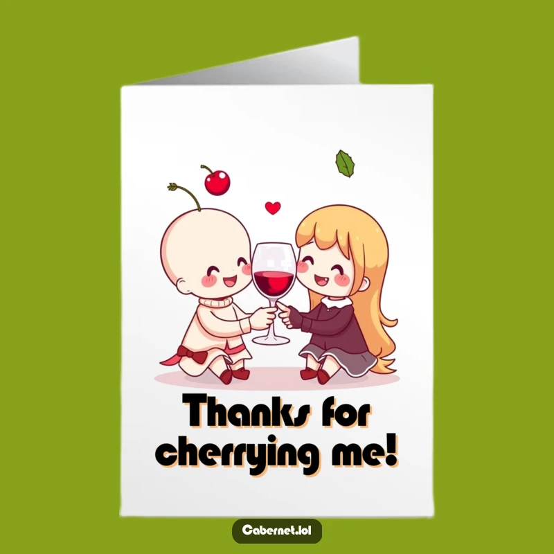 Free Printable Thank You Card: Sweet Cherry Couple, Funny Downloadable Gift of Thanks